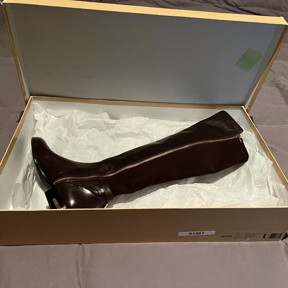 MICHAEL Michael Kors Aileen Brown Leather & Ponte OTK Flat Boots - 7M - Picture 6 of 6